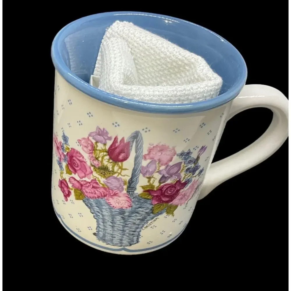VTG Savannah 1988 Floral Mug And Rug‎ Kit Country Cross Stitch With Box